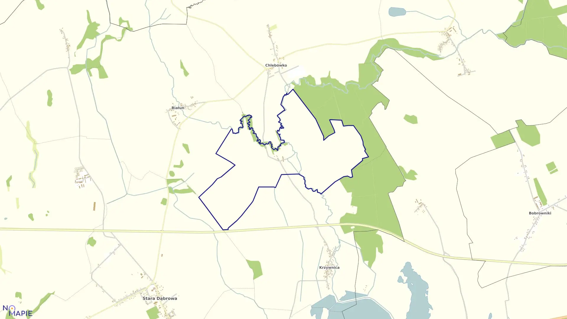 Mapa obrębu Rokicie w gminie Stara Dąbrowa